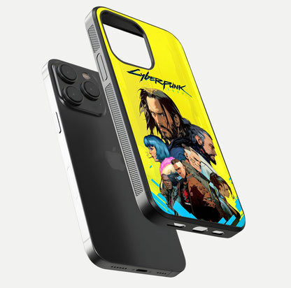 Neon Rebel Genesis Glass Case for iPhone 15 Pro floating dual-view mockup showing electric glow and depth