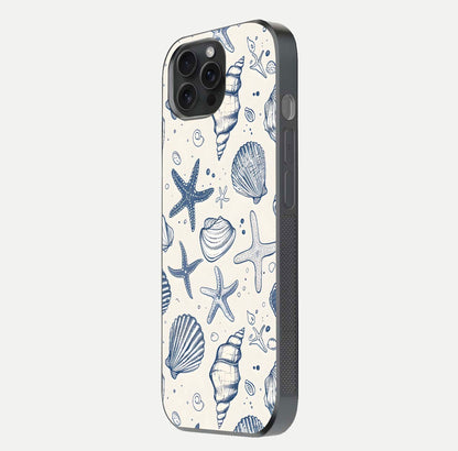 Blue Ocean Outline Glass Case for iPhone 15 Pro side-angle view showing clear edge lines and oceanic blue glow