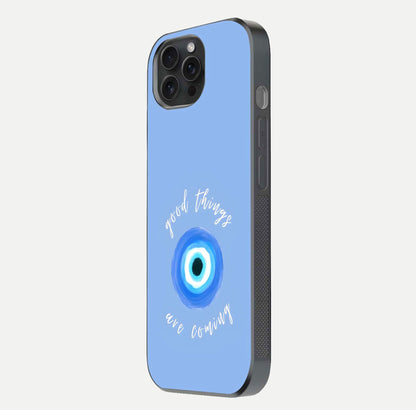 Bright Future Ahead Glass Case for iPhone 15 Pro side-angle image displaying edge smoothness and reflective surface