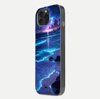 Classic Damn Look Glass Case for iPhone 15 Pro side-angle photo showing shine texture and curve reflection