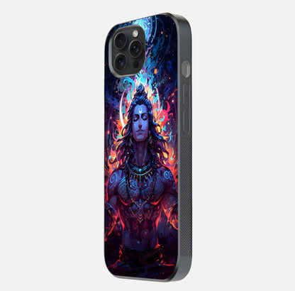 Divine Fire Shiv Glass Case for iPhone 15 Pro side-angle image showing reflection clarity and shine