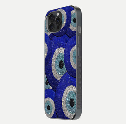 Galaxy Eye Flow Glass Case for iPhone 15 Pro side-angle image showing reflection detail and premium shine
