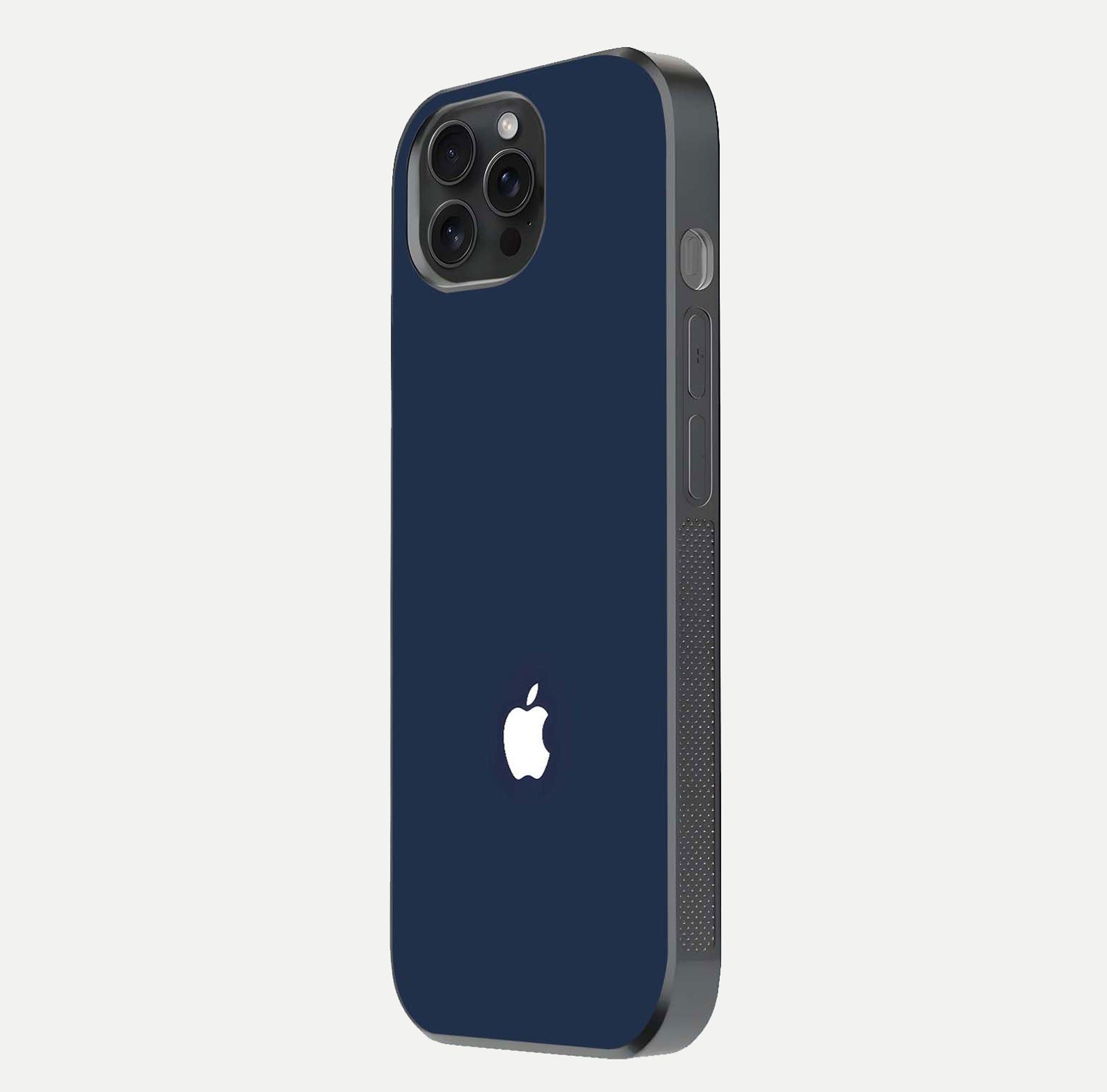 Minimal Apple Night Glass Case for iPhone 15 Pro side-angle image showing sleek reflection and clean gloss