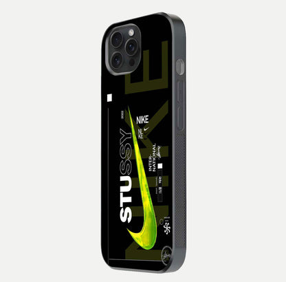 Neon Street Edition Glass Case for iPhone 15 Pro side-angle image showing reflection depth and modern tones