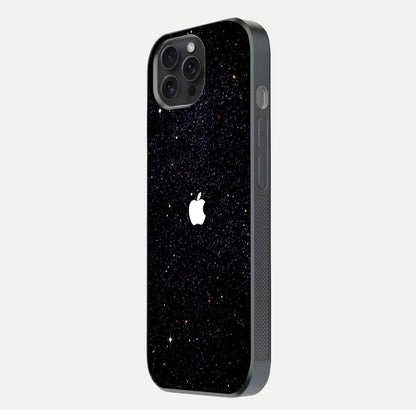 Starry Apple Galaxy Glass Case for iPhone 15 Pro side-angle image showing gloss and star pattern detail