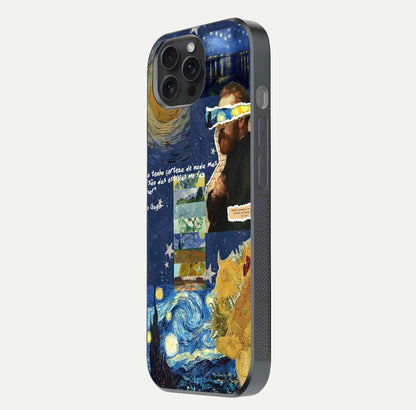 Starry Dream Vision Glass Case for iPhone 15 Pro side-angle image showing reflection and cosmic gradient tones
