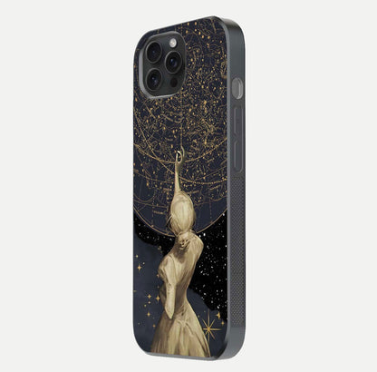Taylor Swift Girl Glass Case for iPhone 15 Pro side-angle image showing glossy surface and color tone