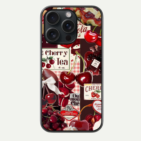 Aesthetic Cherry Tea Glass Case For iPhone 15 Pro by Custom World