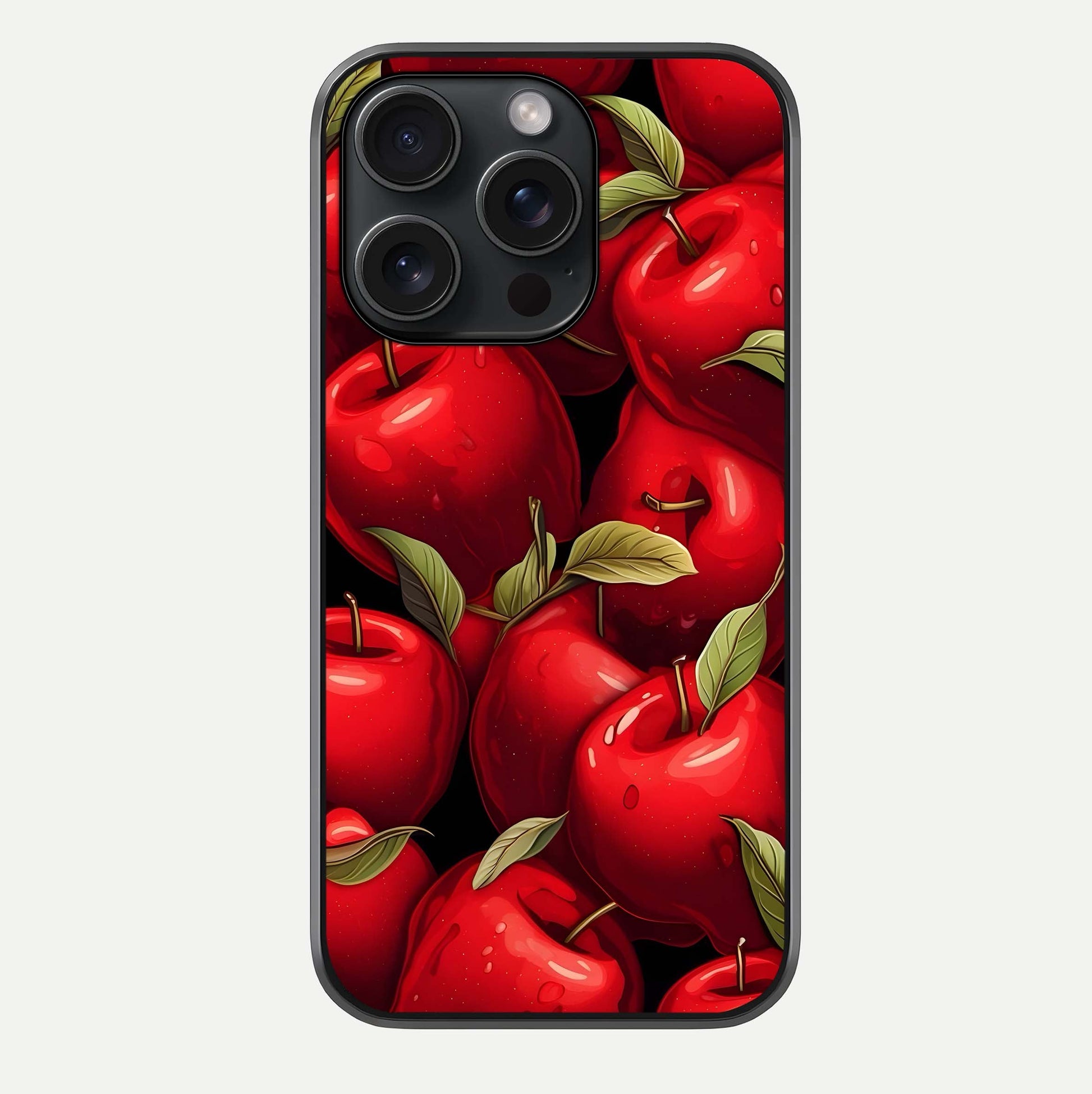 Apple Pattern Glass Case For iPhone 15 Pro by Custom World