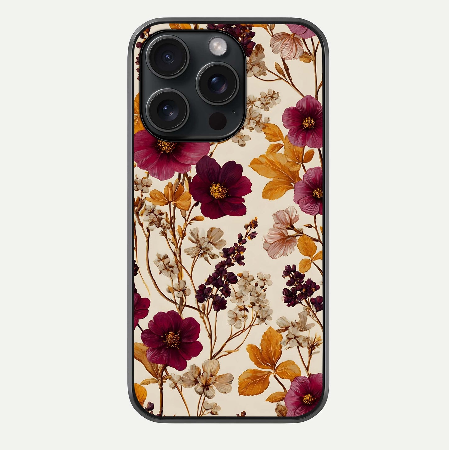 Autumn Wine Bloom Glass Case For iPhone 15 Pro by Custom World