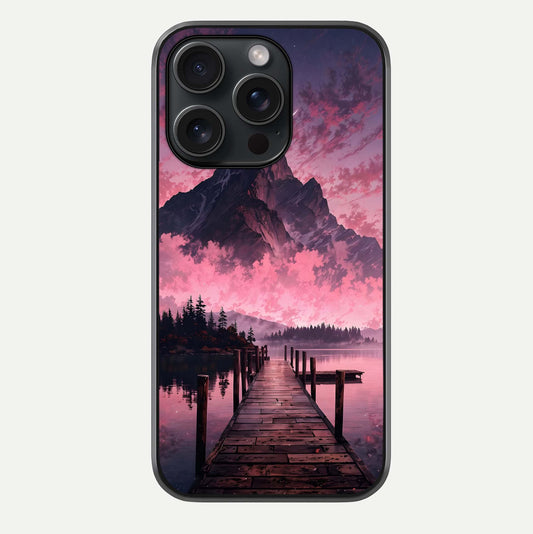 Beautiful Mountain View Glass Case For iPhone 15 Pro by Custom World