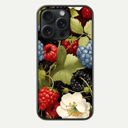 Berry Bloom Charm Glass Case For iPhone 15 Pro by Custom World