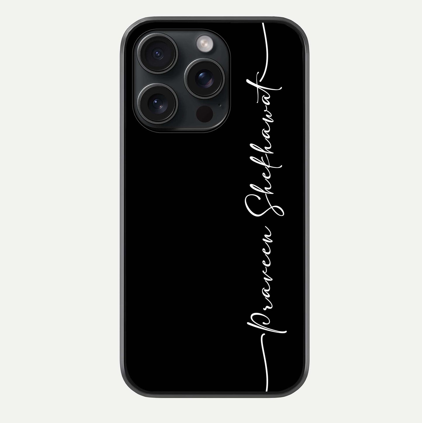 Black Tune Custom Name Glass Case For iPhone 15 Pro by Custom World