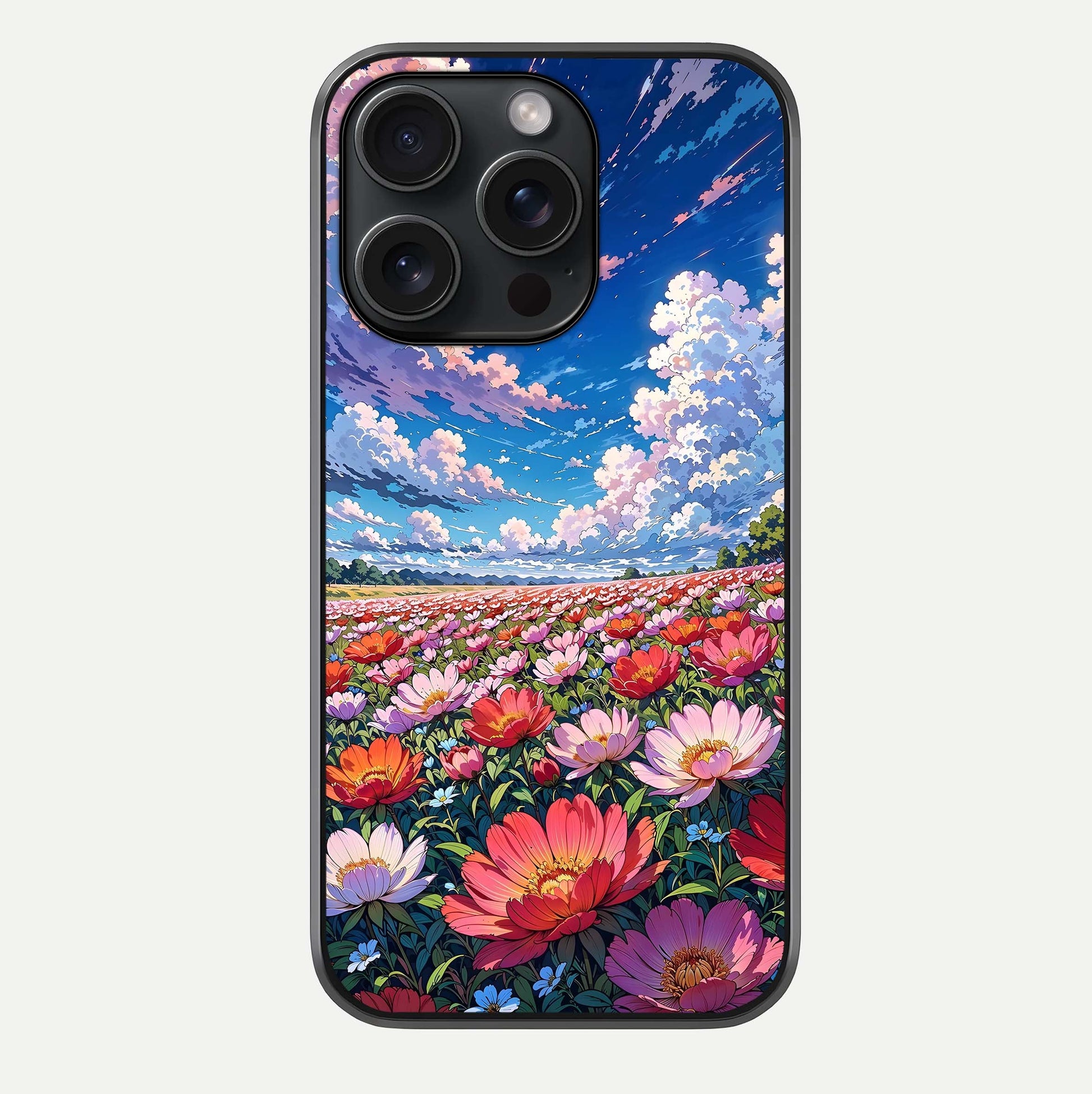 Blossom Sky Field Glass Case For iPhone 15 Pro by Custom World