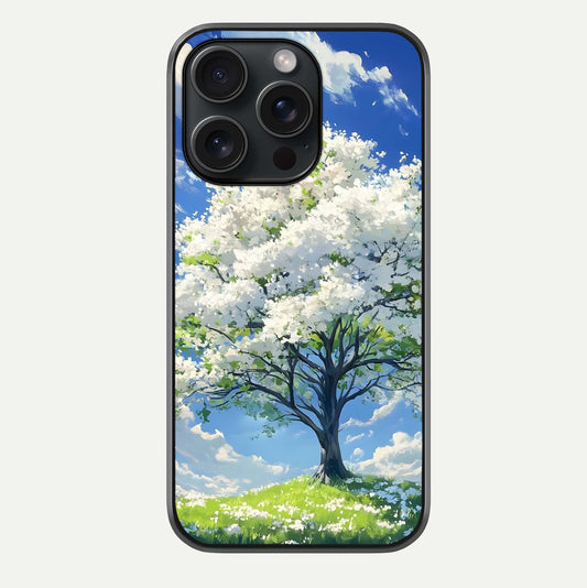 Blossom Sky Serenity Glass Case For iPhone 15 Pro by Custom World