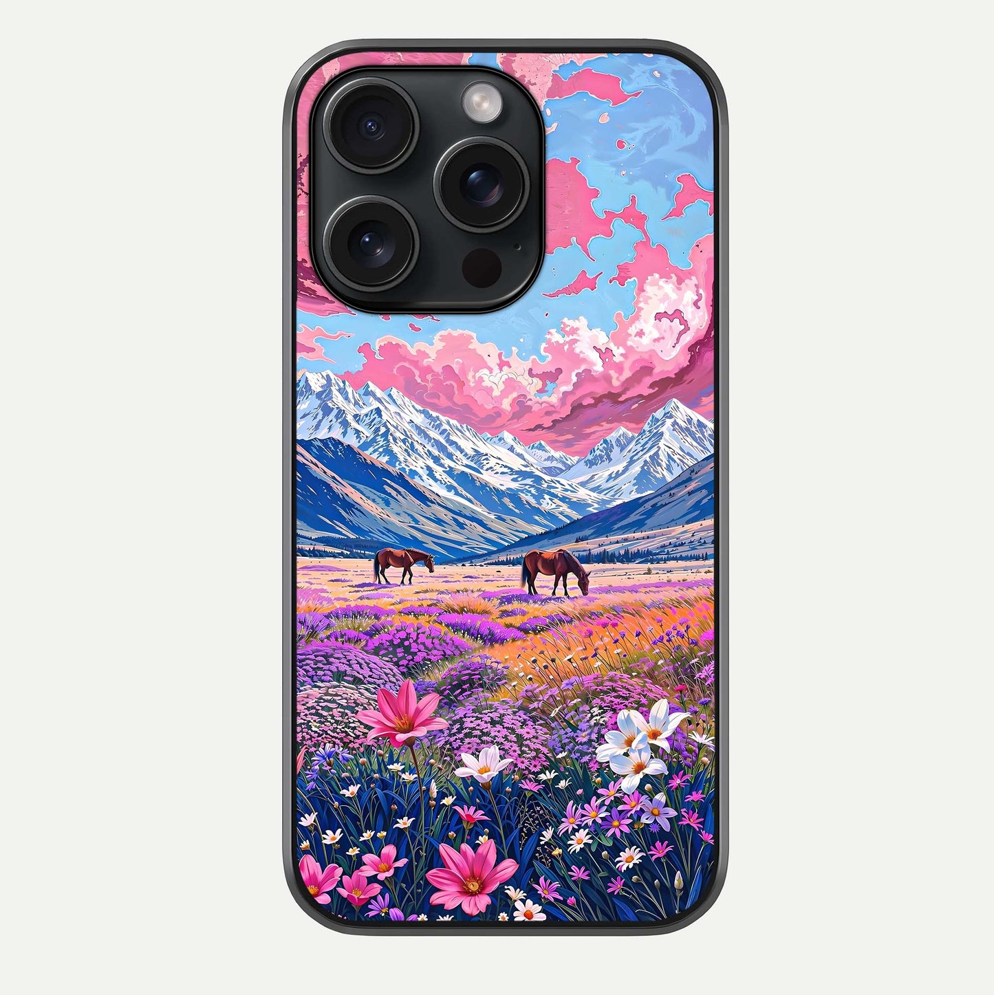 Blossom Valley Dream Glass Case For iPhone 15 Pro by Custom World