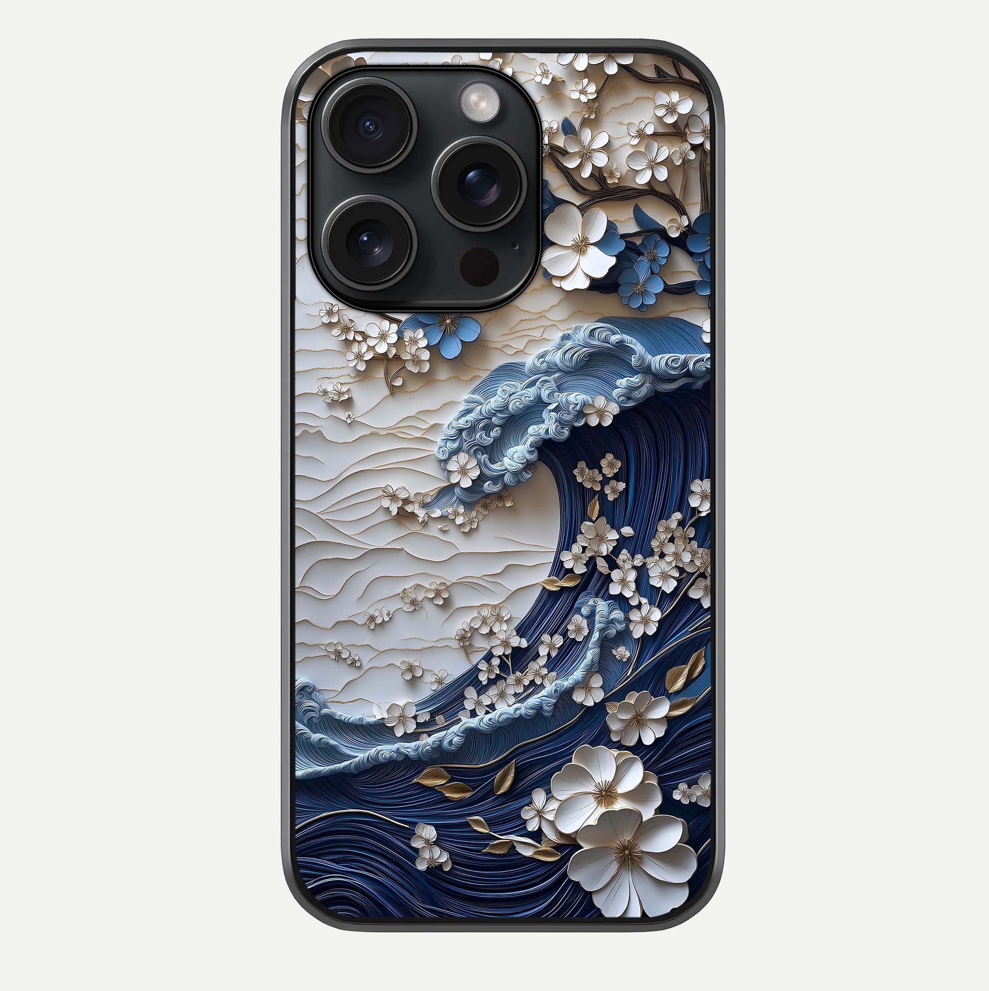 Blossom Wave Art Glass Case For iPhone 15 Pro by Custom World