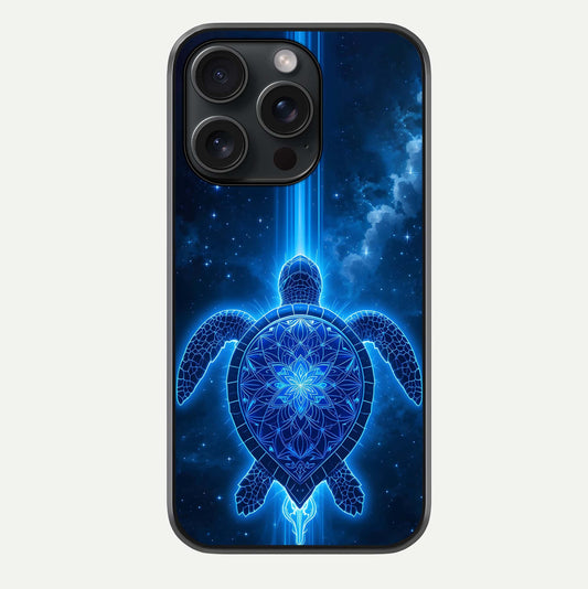 Blue Galaxy Turtle Glass Case For iPhone 15 Pro by Custom World