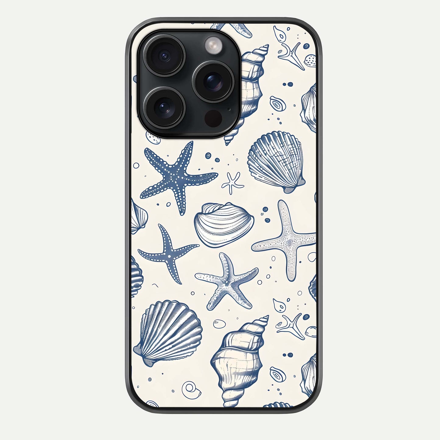 Blue Ocean Outline Glass Case For iPhone 15 Pro by Custom World