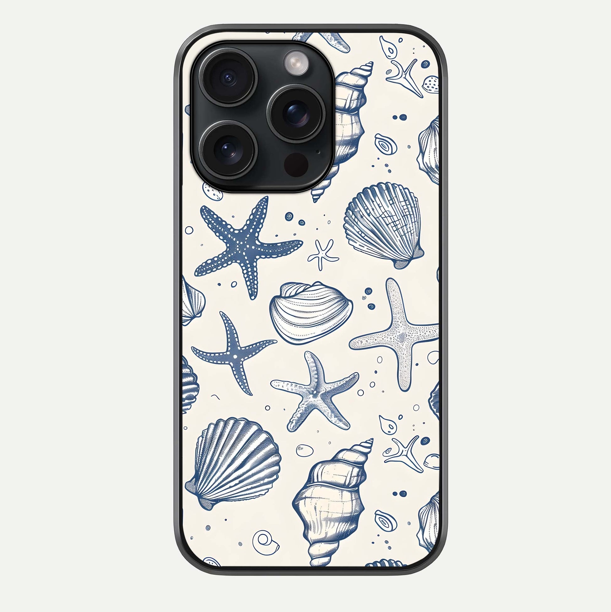 Blue Ocean Outline Glass Case For iPhone 15 Pro by Custom World