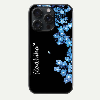 Blue Petal Dream Custom Name Glass Case For iPhone 15 Pro by Custom World