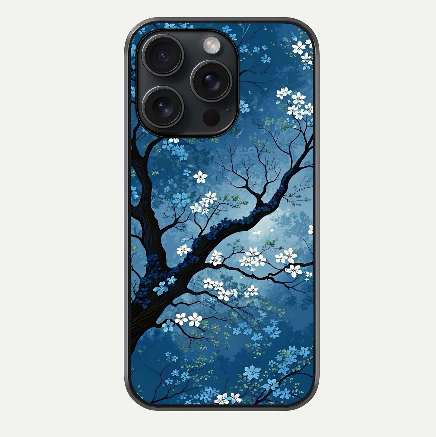 Blue Tree Serenity Glass Case For iPhone 15 Pro by Custom World