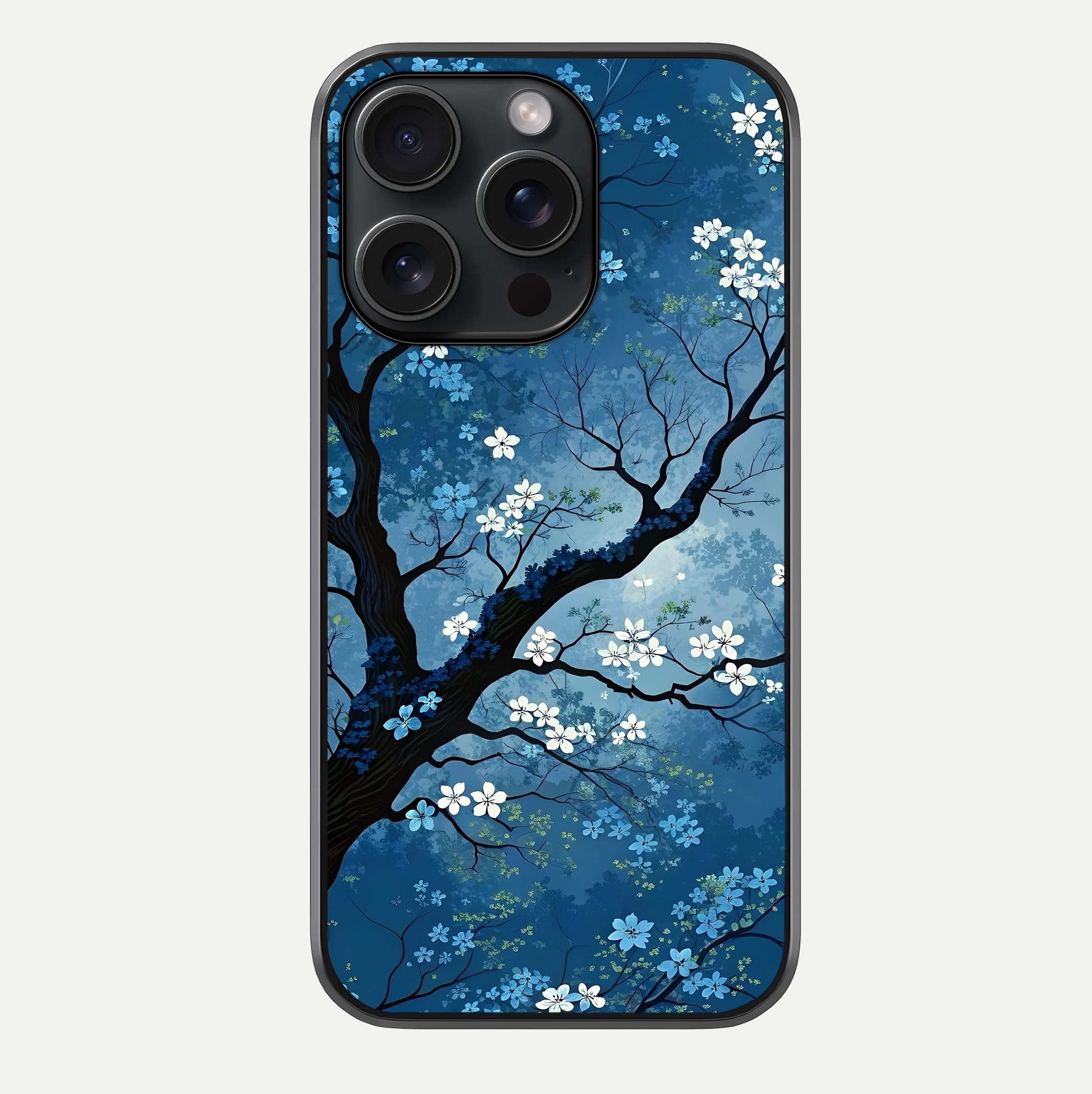 Blue Tree Serenity Glass Case For iPhone 15 Pro by Custom World