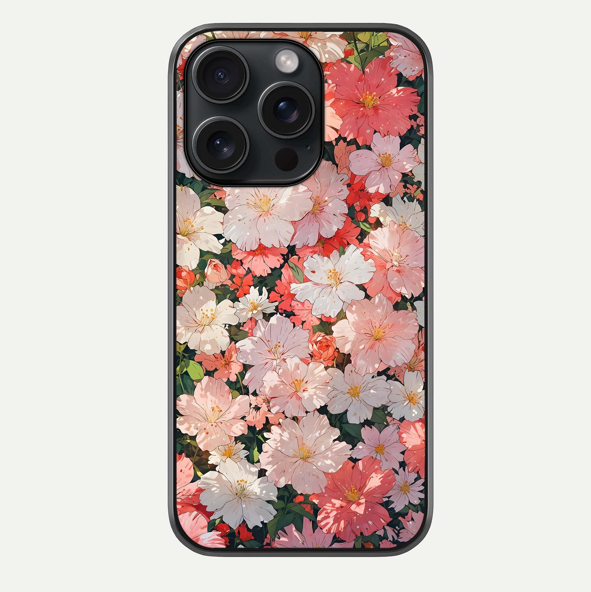 Blush Bloom Field Glass Case For iPhone 15 Pro by Custom World