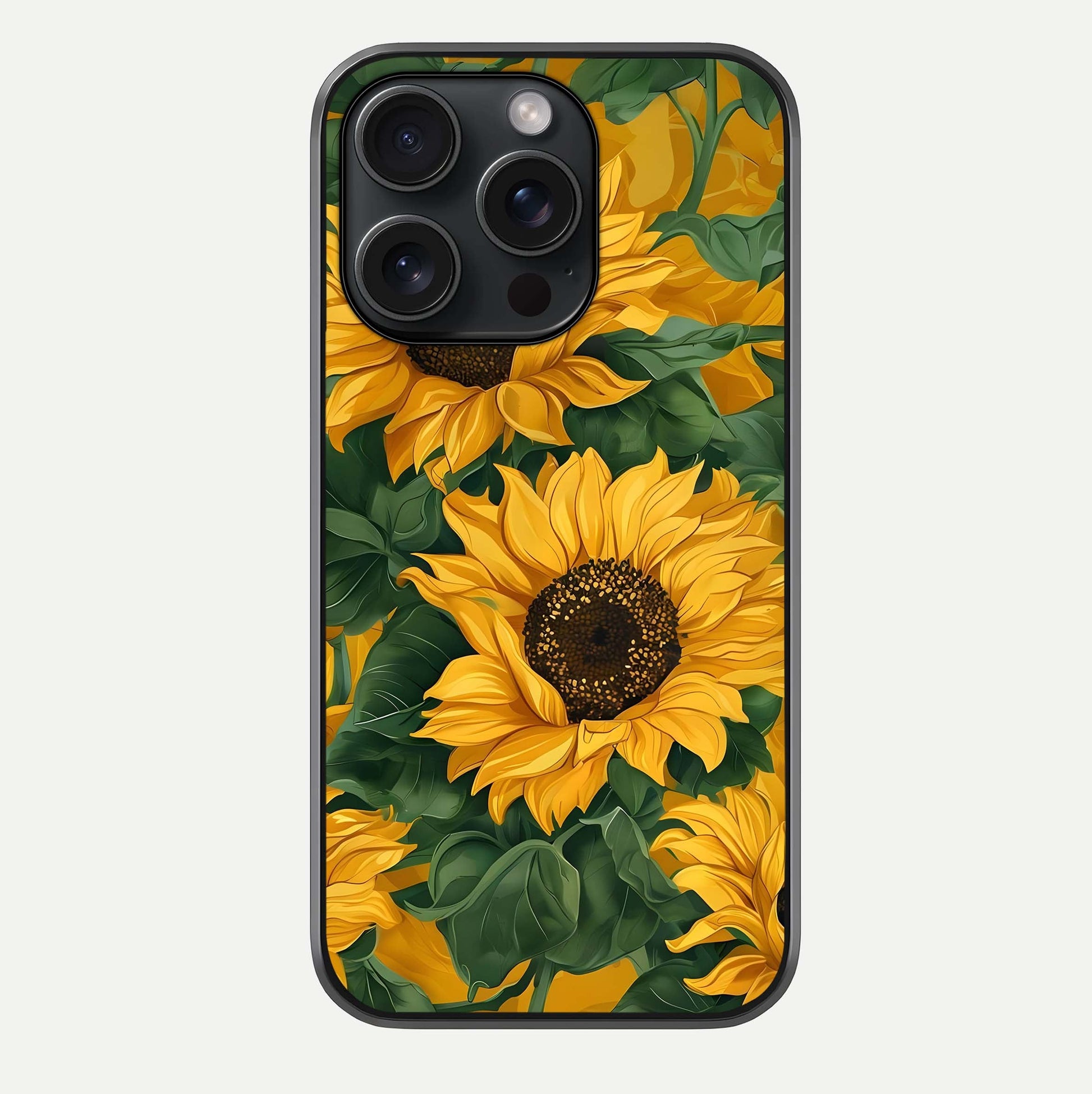Bright Sunflower Bloom Glass Case For iPhone 15 Pro by Custom World