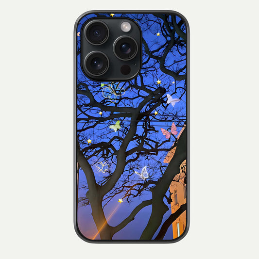 Butterfly Night Magic Glass Case For iPhone 15 Pro by Custom World