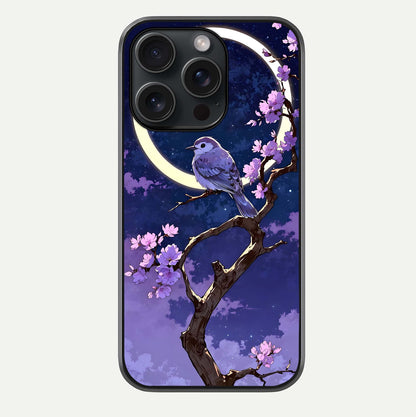 Celestial Bird Blossom Glass Case For iPhone 15 Pro by Custom World