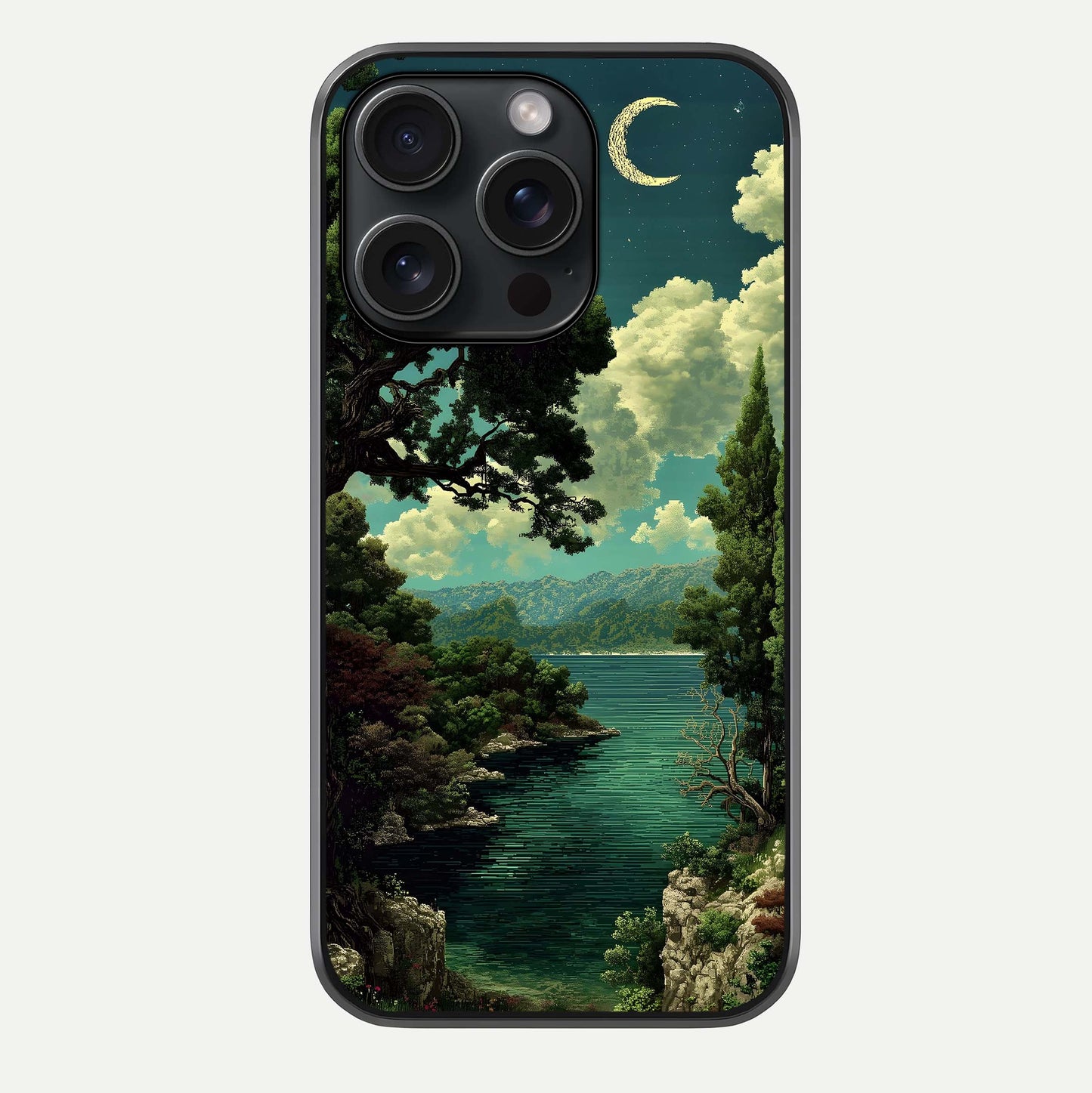 Celestial Lake Peace Glass Case For iPhone 15 Pro by Custom World
