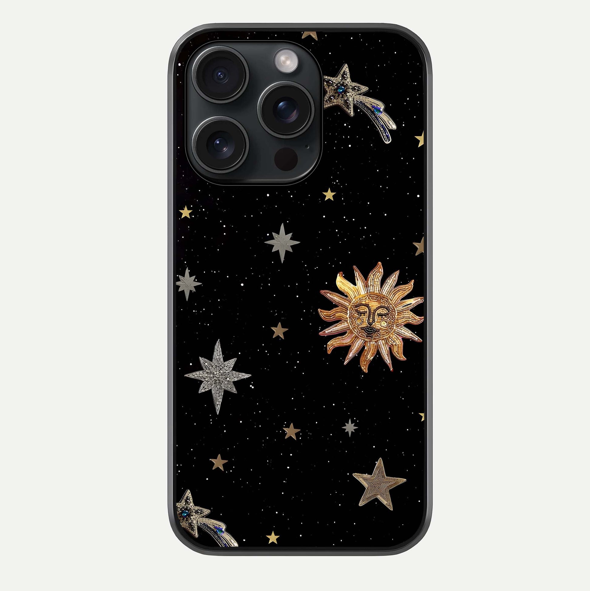 Celestial Moon With Stars Glass Case For iPhone 15 Pro by Custom World