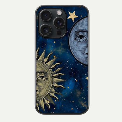 Celestial Moon With Sun Glass Case For iPhone 15 Pro by Custom World
