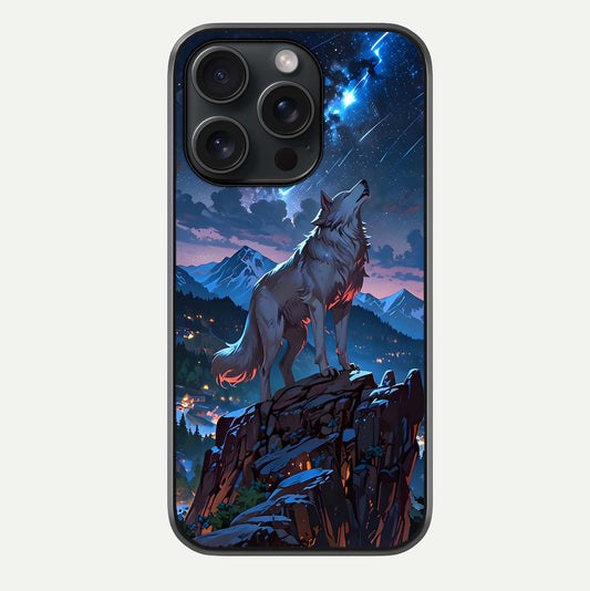 Celestial Wolf Howl Glass Case For iPhone 15 Pro by Custom World