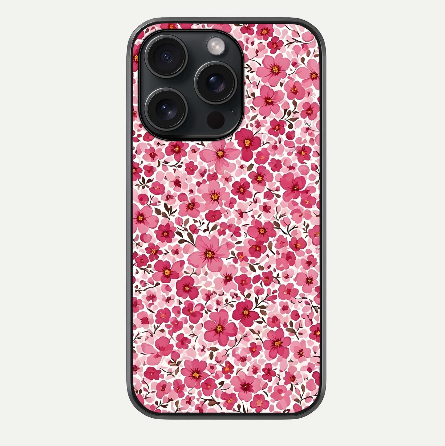 Cherry Blossom Charm Glass Case For iPhone 15 Pro by Custom World