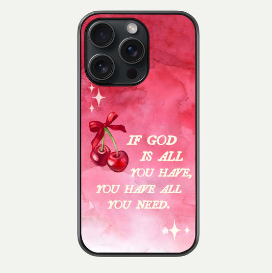 Cherry Quote Glass Case For iPhone 15 Pro by Custom World