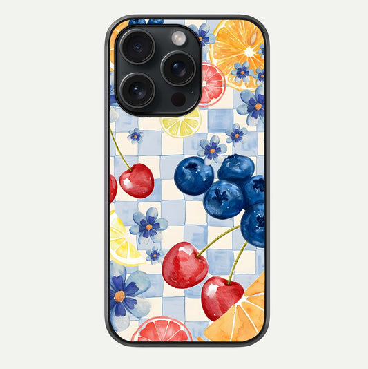 Citrus Bloom Joy Glass Case For iPhone 15 Pro by Custom World