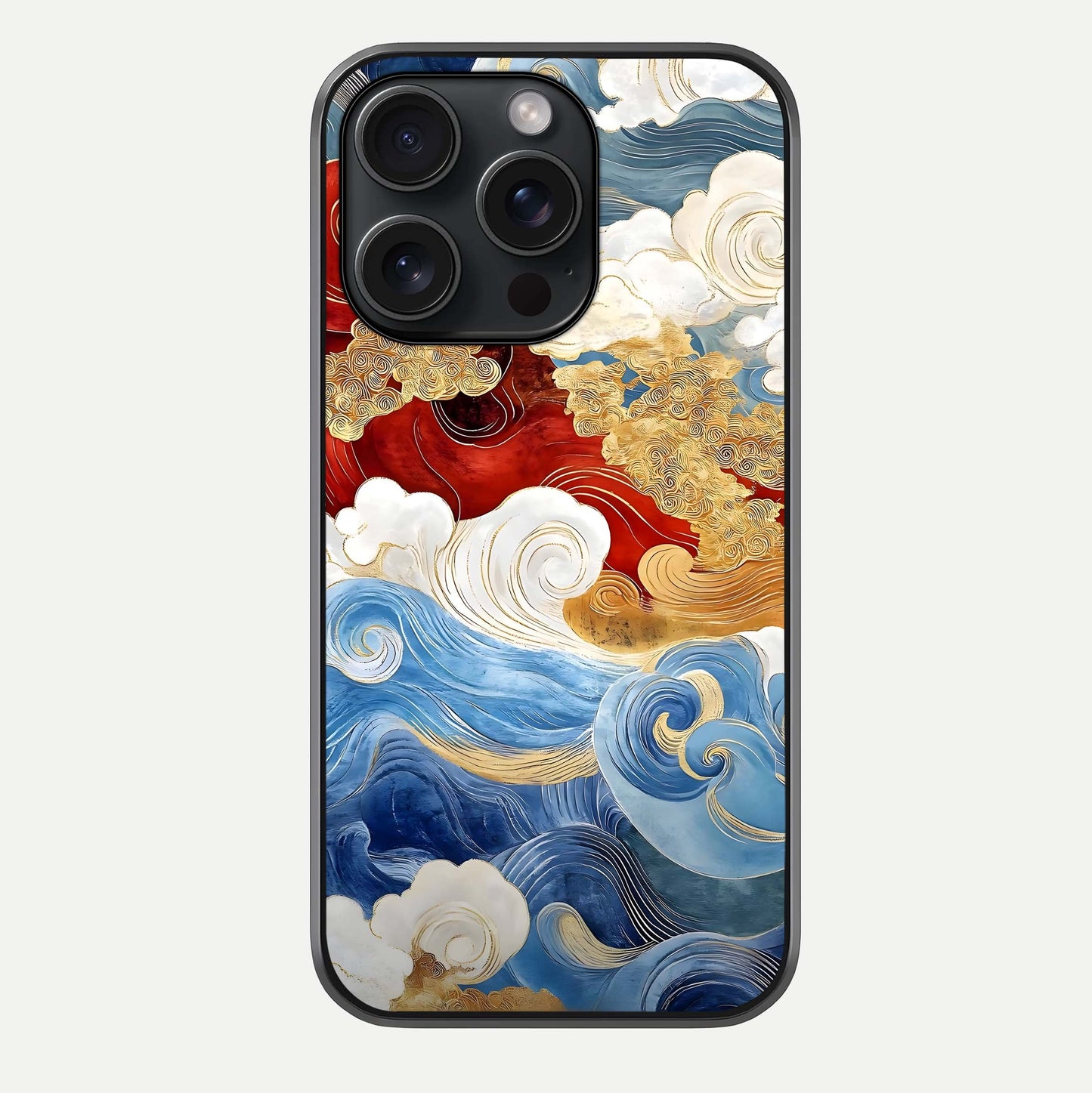 Colored Waves Glass Case For iPhone 15 Pro by Custom World