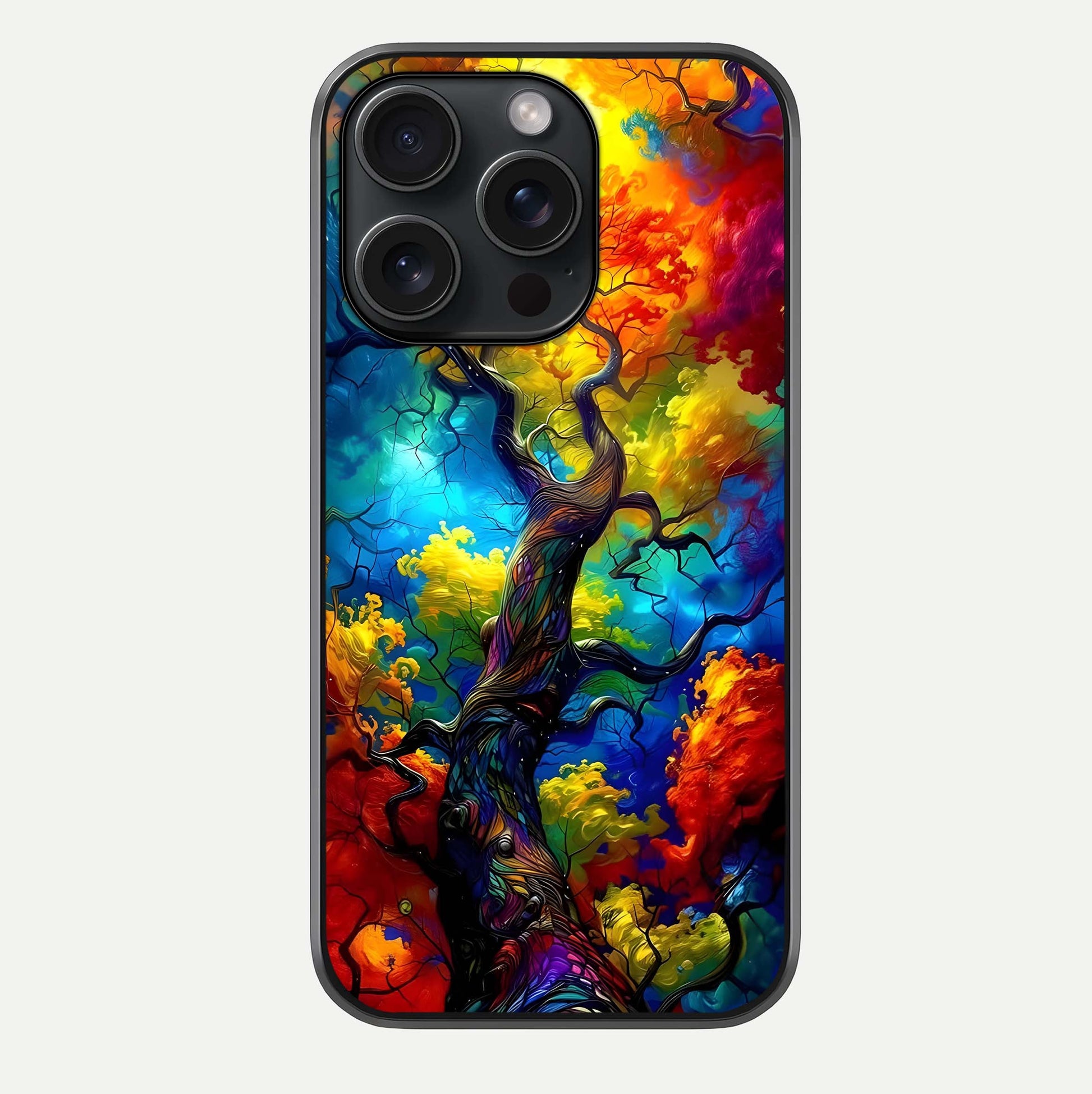 Colorful Tree Glass Case For iPhone 15 Pro by Custom World