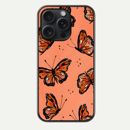 Coral Wing Butterfly Glass Case For iPhone 15 Pro by Custom World
