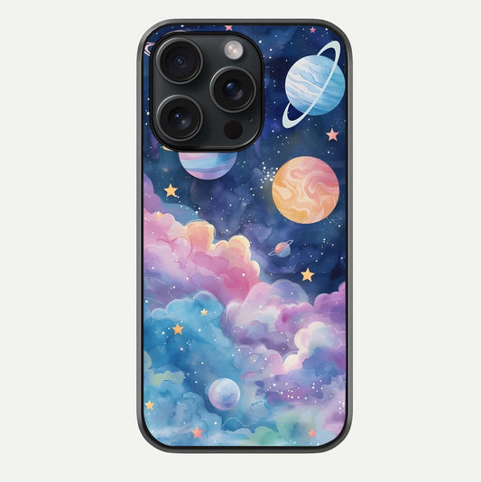 Cosmic Planet Dreams Glass Case For iPhone 15 Pro by Custom World