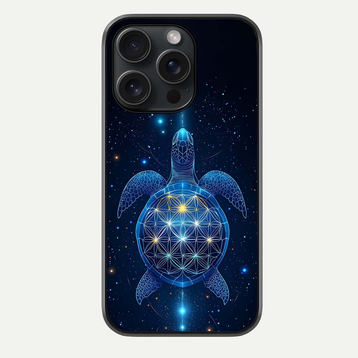 Crimson Blue Turtle Glass Case For iPhone 15 Pro by Custom World