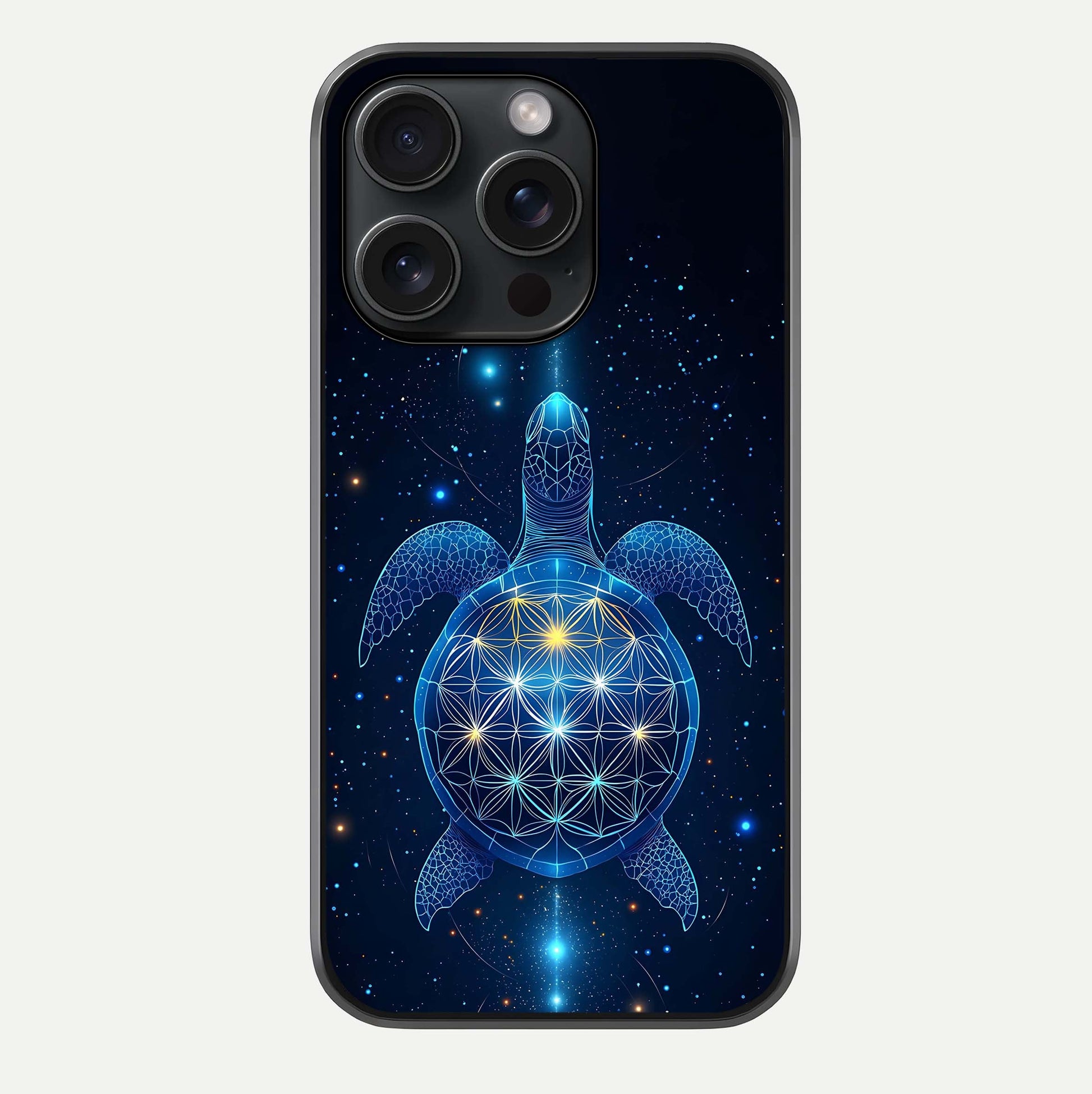 Crimson Blue Turtle Glass Case For iPhone 15 Pro by Custom World
