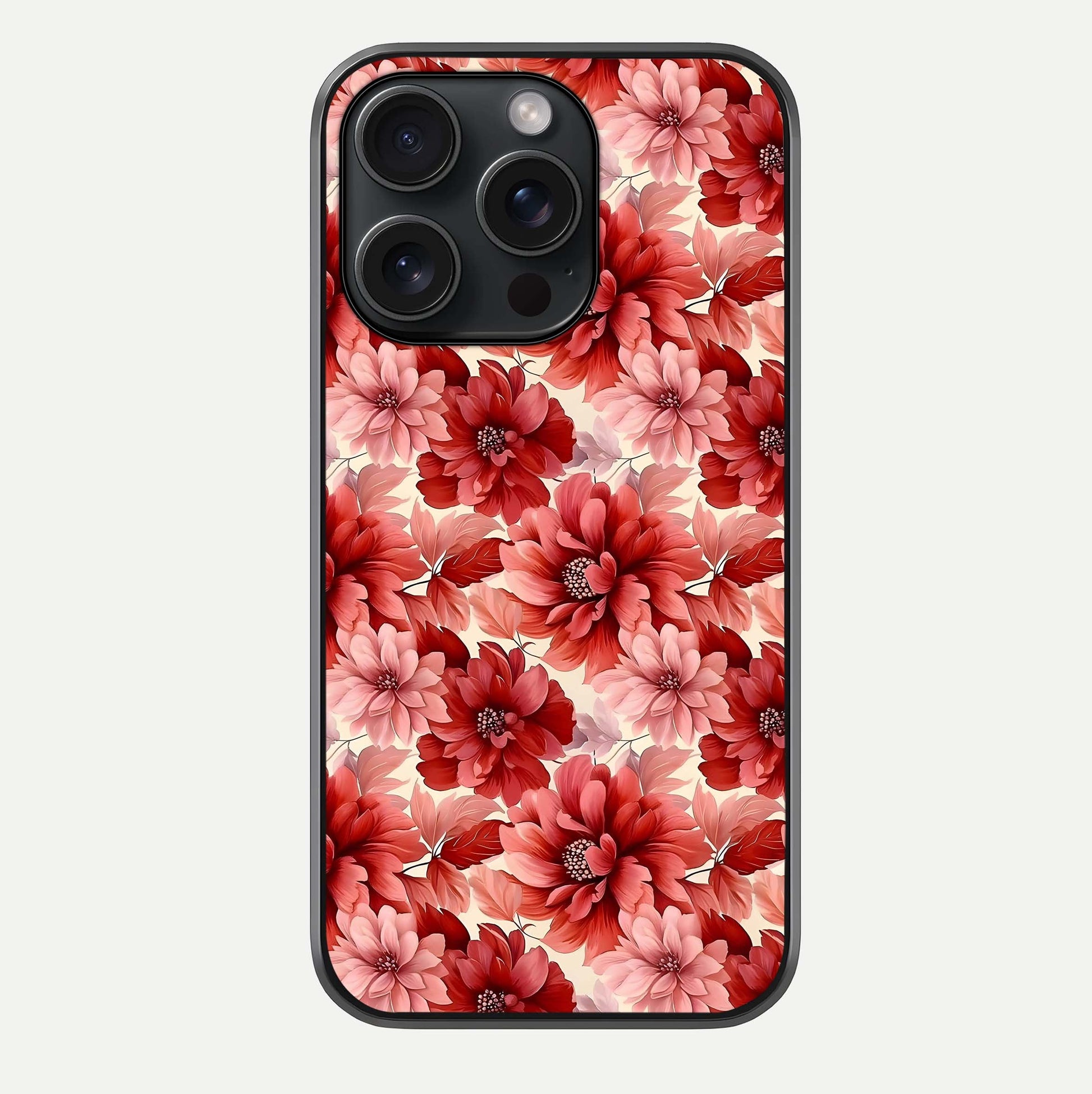 Crimson Love Petals Glass Case For iPhone 15 Pro by Custom World