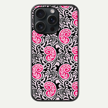 Crimson Paisley Charm Glass Case For iPhone 15 Pro by Custom World