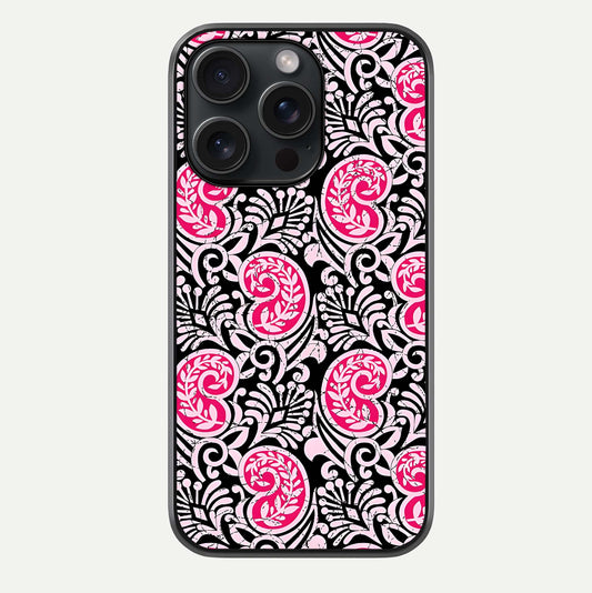 Crimson Paisley Charm Glass Case For iPhone 15 Pro by Custom World
