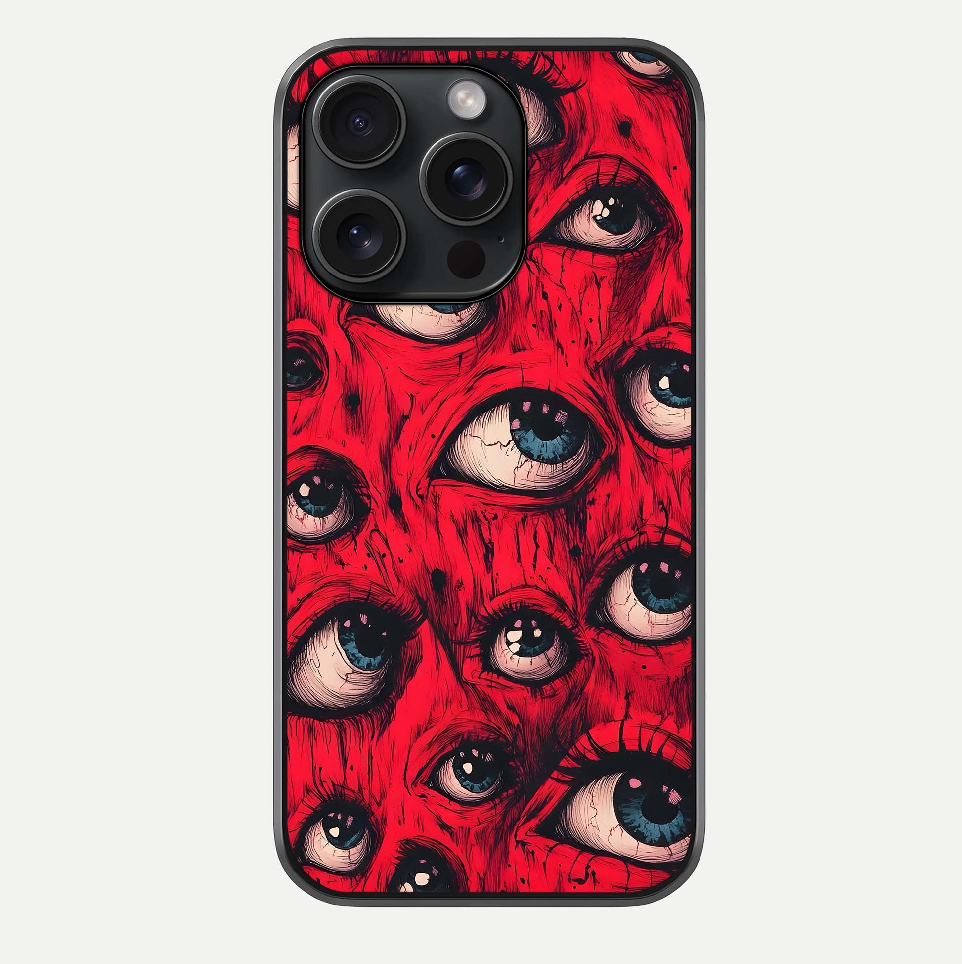 Crimson Watch Eyes Glass Case For iPhone 15 Pro by Custom World