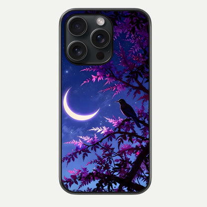 Crow & Moon Scenery Glass Case For iPhone 15 Pro by Custom World