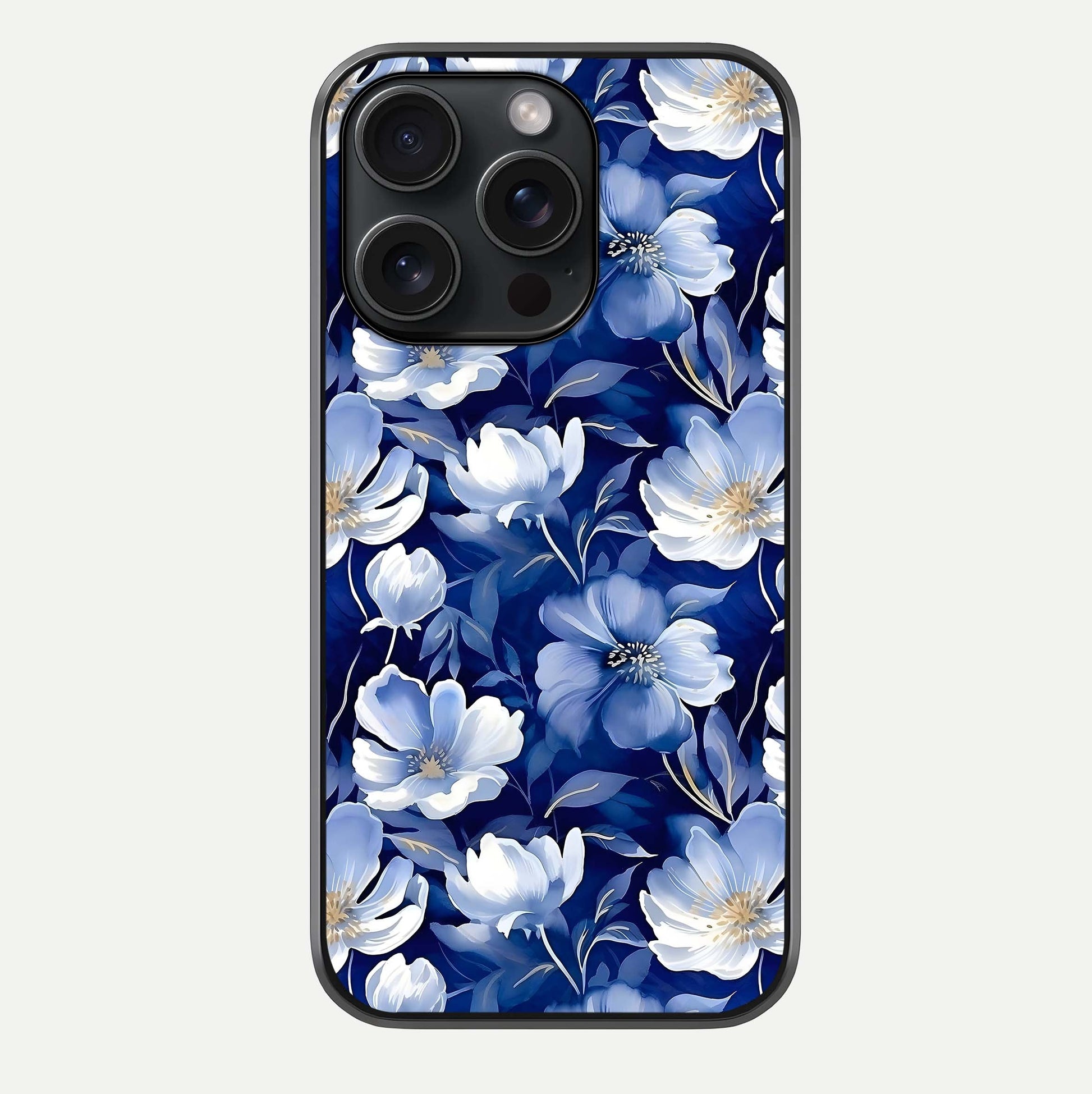 Cute Floral Patterns Glass Case For iPhone 15 Pro by Custom World